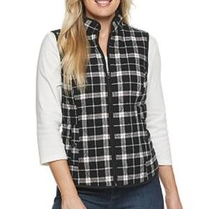 Croft & Barrow Black & White Plaid Vest​​​
